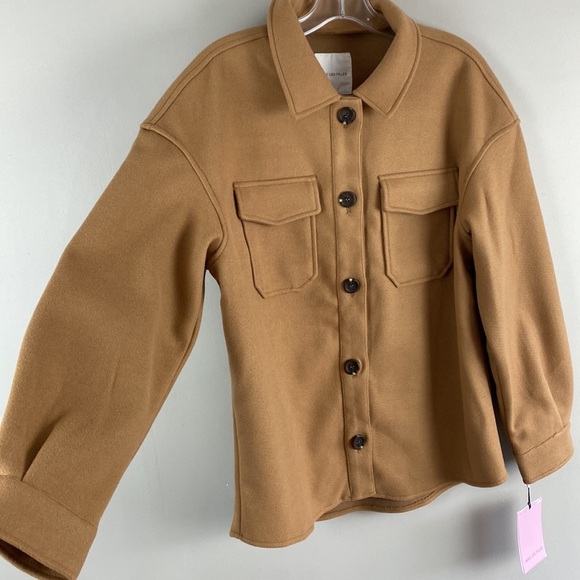 NWT Avec Les Filles Button Down Tan Shacket Size Medium - Picture 13 of 16